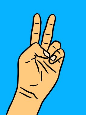 Mavi renkte iki parmak göster