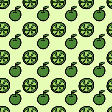 Yeşil renkli kireç meyvesinin kusursuz desenli arka planı