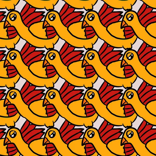 Seamless Pattern Background Yellow Bird — Stock Photo, Image