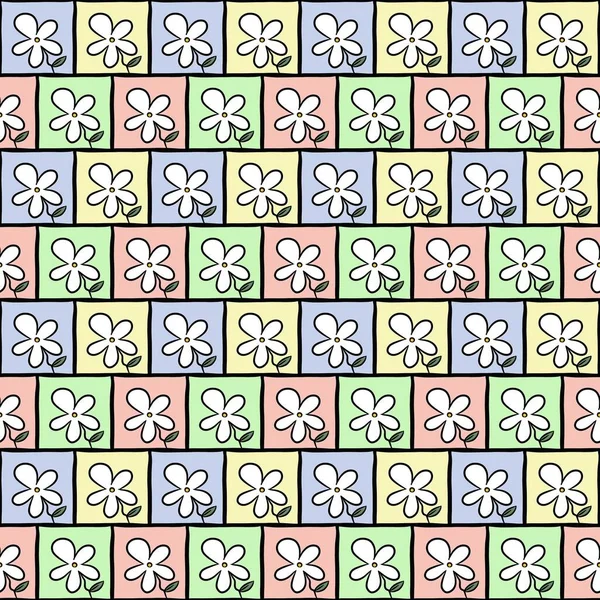 Seamless Pattern Background Cartoon Flower — Stock Photo, Image