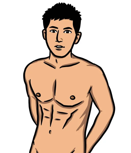 Dibujos Animados Lindo Hombre Sexy Sobre Fondo Blanco — Foto de Stock