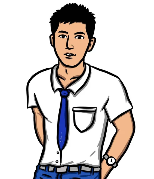 Cartoon Cute Man White Background — Stock Photo, Image