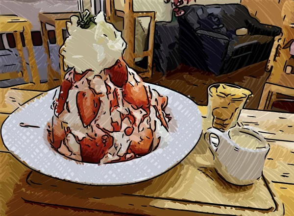 Colore Artistico Dolce Fragola Bingsu — Foto Stock