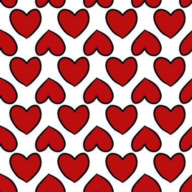 Beyaz renkte kırmızı kalbin kusursuz desen arka planı