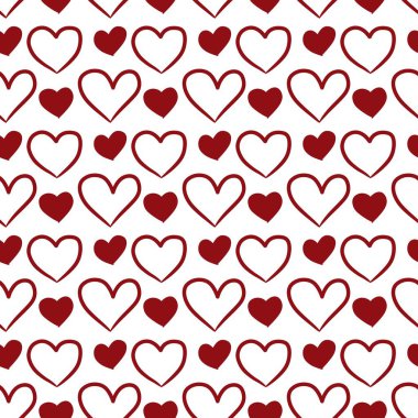 Beyaz renkte kırmızı kalbin kusursuz desen arka planı