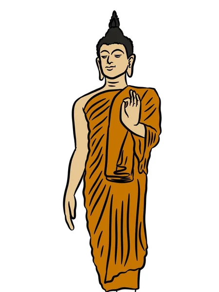 Cartoon Buddha Estátua Fundo Branco — Fotografia de Stock