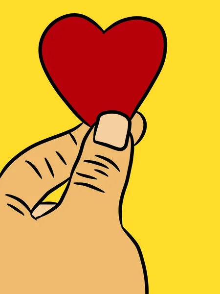 Rött Hjärta Man Hand — Stockfoto