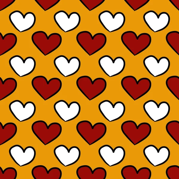 Fundo Padrão Sem Costura Coração Cor Cor Amarela — Fotografia de Stock