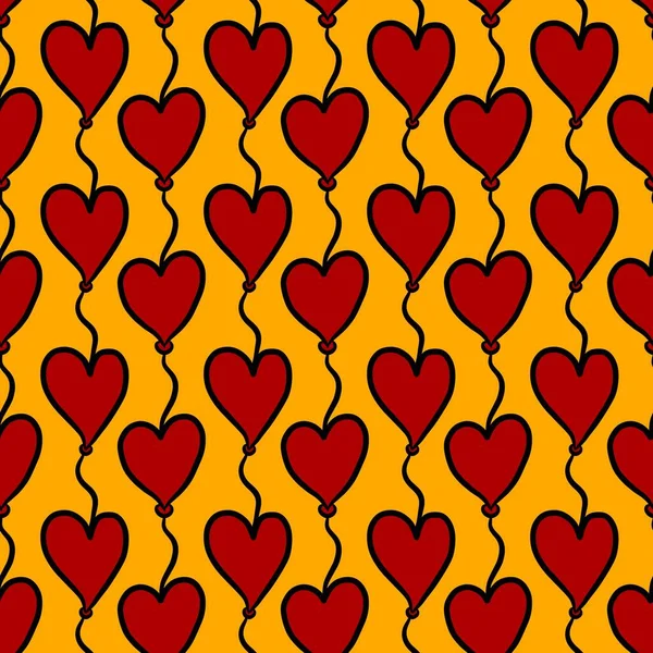 Безшовний Візерунок Фон Червоного Серця Жовтому Кольорі — стокове фото