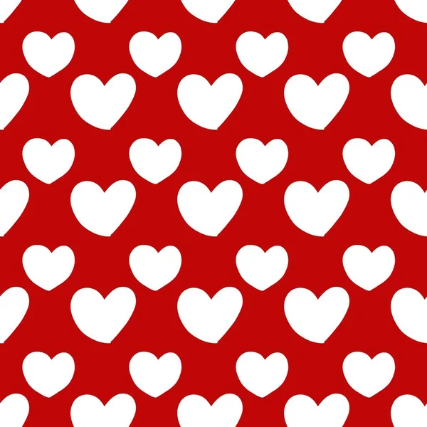 Bezproblémové Vzor Pozadí Bílého Srdce Červené Barvě — Stock fotografie