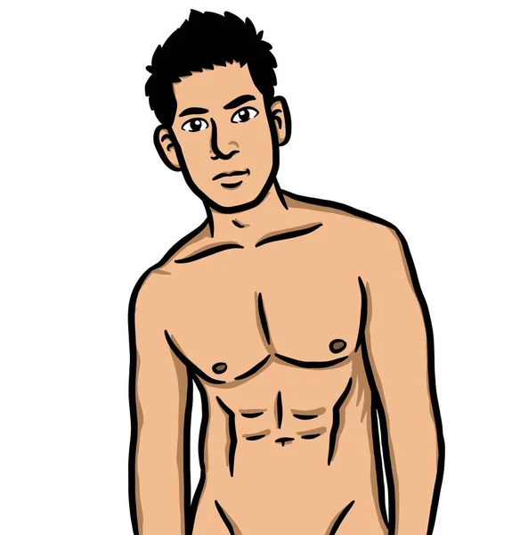 Dibujos Animados Lindo Hombre Sexy Sobre Fondo Blanco —  Fotos de Stock