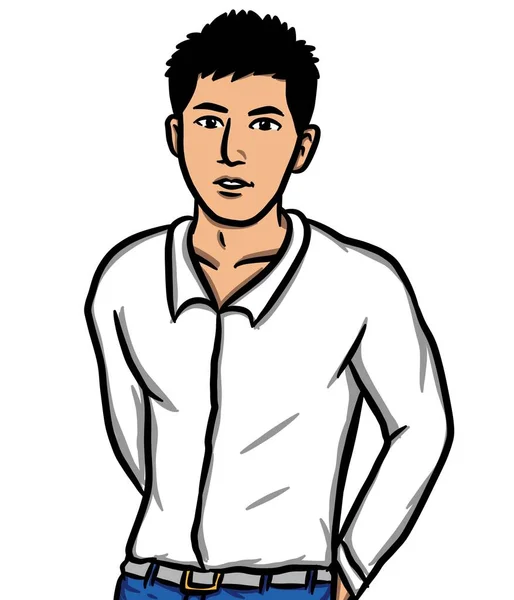 Cartoon Niedlicher Mann Auf Weißem Hintergrund — Stockfoto