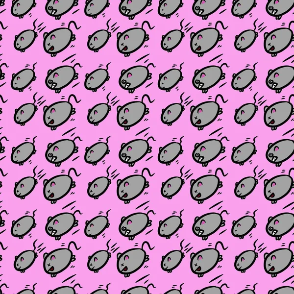 Nahtlose Muster Hintergrund Der Ratte Cartoon Auf Rosa Farbe — Stockfoto