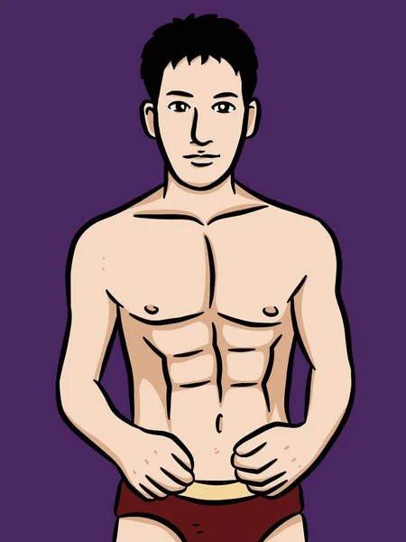 Desenho Animado Sexy Homem Roxo Cor Backgroud — Fotografia de Stock