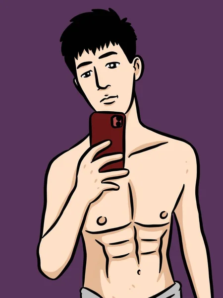 Dessin Animé Homme Mignon Sur Fond Violet — Photo