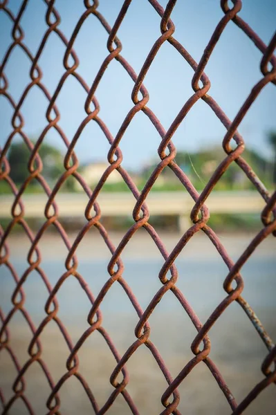 Close Rusty Steel Fence Texture — Stock Photo, Image