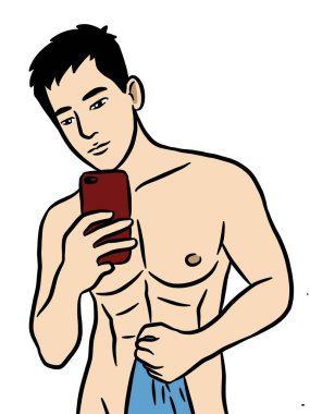 beyaz arkaplanda seksi bir adam