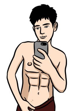 beyaz arkaplanda seksi bir adam