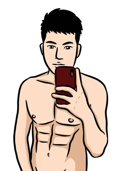 白い背景の上の漫画セクシー男 — ストック写真