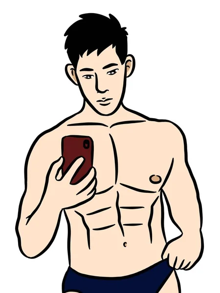 Dessin Animé Homme Sexy Sur Fond Blanc — Photo