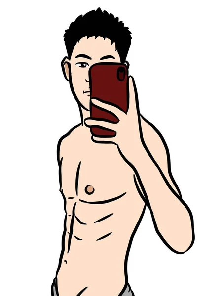 Cartoon Sexy Man White Background — Stock Photo, Image