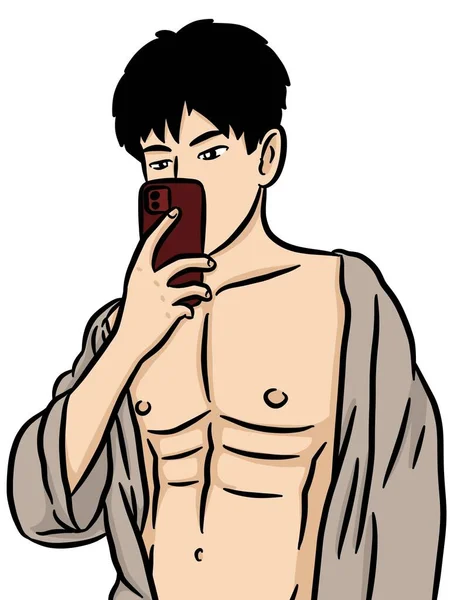 白い背景の漫画のかわいい男 — ストック写真