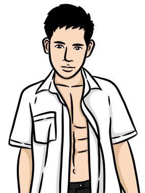 Beyaz arka planda çizgi film karakteri