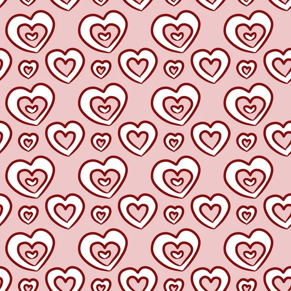 Kırmızı Renkte Kalp Şeklinin Kusursuz Desen Arkaplanı — Stok fotoğraf