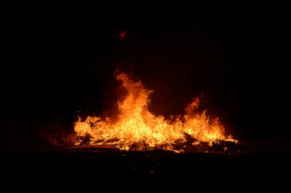Φωτιά Καίει Στο Νυχτερινό Κήπο — Φωτογραφία Αρχείου