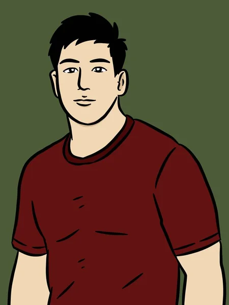 漫画かわいい男の緑の背景 — ストック写真