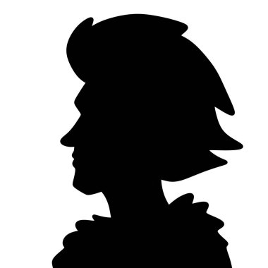 Beyaz arkaplanda kadın karakter silueti simgesi