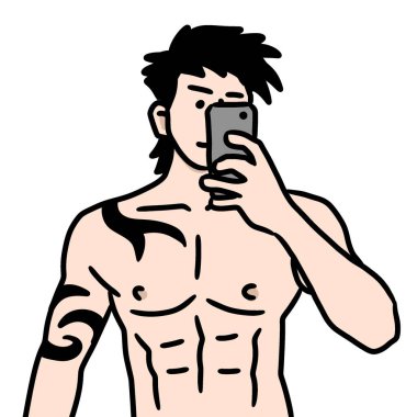 Dövmeli çizgi film adamı.