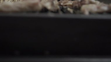 Mangalda alevlerle pişirilmiş kuzu pirzolası çeviriyorum. Yaşam tarzı.