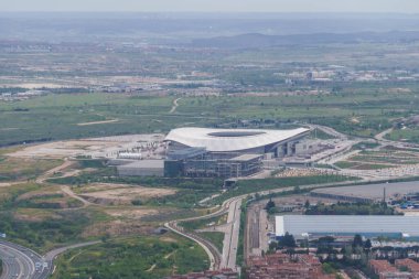 Madrid 'deki Metropolitan Wanda Stadyumu' nun havadan görüntüsü. Spor..