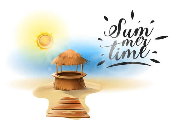 Summer Time Chiringuito Beach Yaz Sezonu Poster Sahil Bar Sahil — Stok Vektör