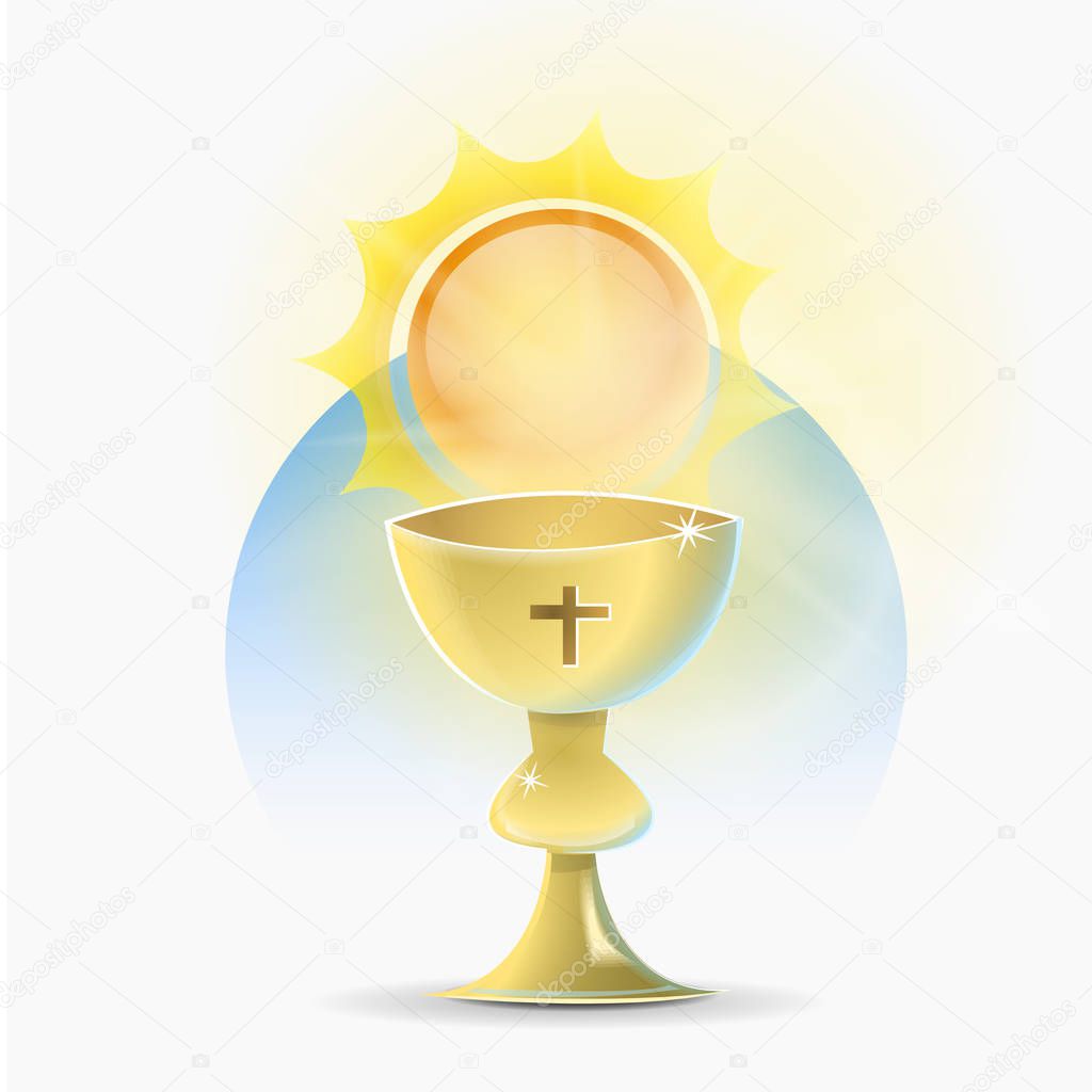 Chalice holy christian religion: Recipient, cup-shaped, that the Catholic priest uses to consecrate the wine at the mass.