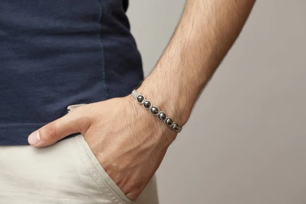 Armband Modeller Som Bärs Manlig Modell Handled — Stockfoto