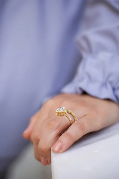 Women Accessory Silver Women Ring Finger Stylish Gold Ring — Stock Photo, Image