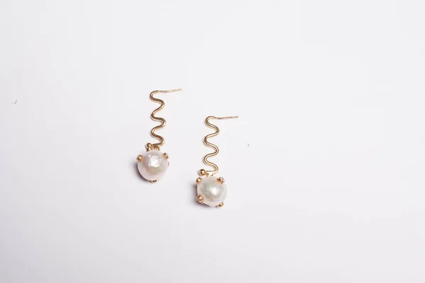 Earrings Photographed White Background — Stock Photo, Image