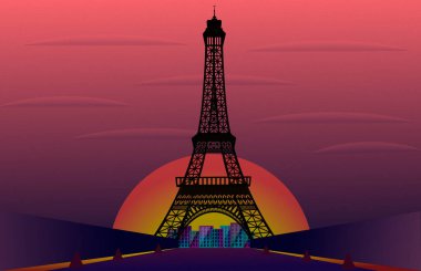 Eyfel Kulesi, gece, gün batımı
