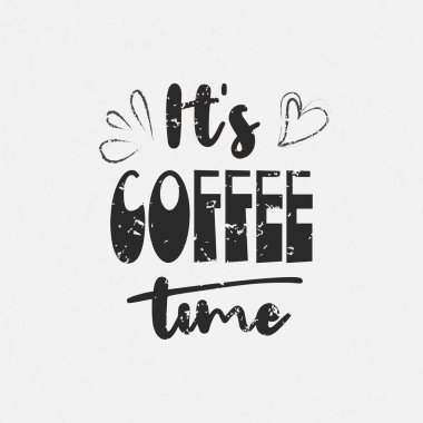 Kahve saati poster tasarımı. Vektör çizimi. Mektup yazma.