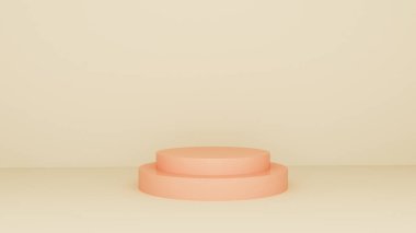 Pembe podyumun 3D görüntüsü. Asgari pembe duvar sahnesi, minimum soyut arkaplan 3d soyut geometrik şekil pembe pastel renk