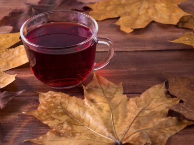 Sonbahar çevrili çay yaprakları 