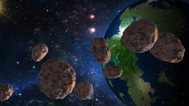 Göktaşı gezegen yaklaşıyor. Tehlikeli yakınlaşma. Nasa tarafından döşenmiş bu görüntü unsurları