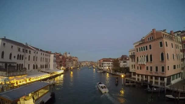 Abend Großer Kanal Von Der Brücke Ponte Degli Scalzi Venedig — Stockvideo