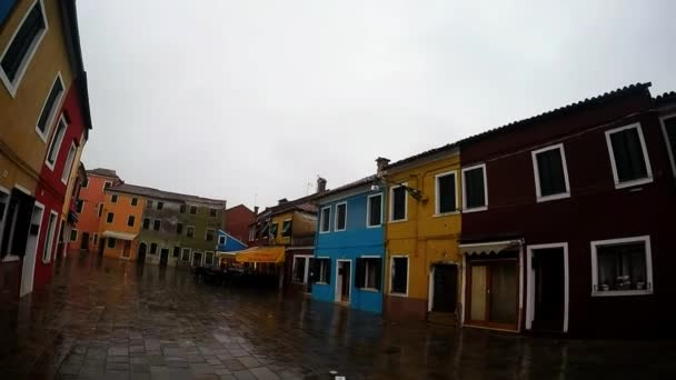 Edificios Coloridos Casas Isla Burano Venecia Italia — Vídeo de stock