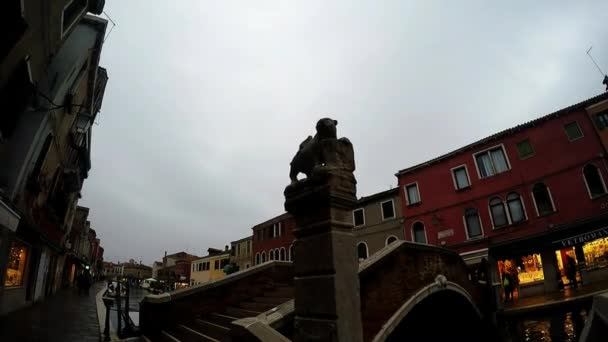 Socha Lva Svatého Marka Symbol Benátek — Stock video