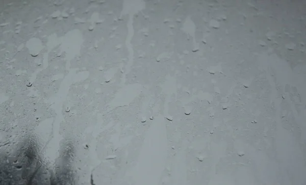 Ventana Con Grandes Gotas Lluvia Durante Fuerte Lluvia — Foto de Stock