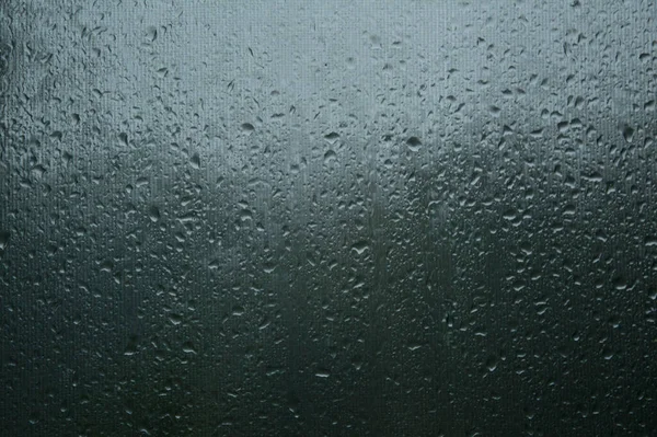 Ventana Con Grandes Gotas Lluvia Durante Fuerte Lluvia — Foto de Stock