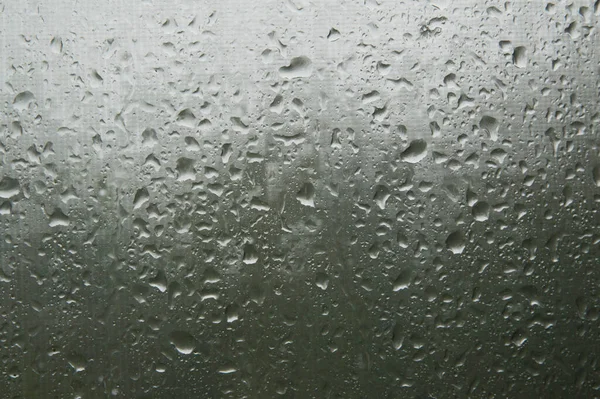 Ventana Con Grandes Gotas Lluvia Durante Fuerte Lluvia — Foto de Stock